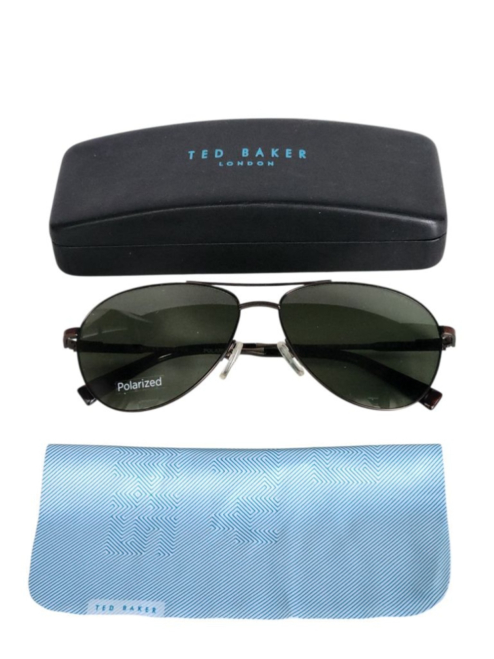 TED BAKER Men's NEW Aviator Polarized Sunglasses in Brown & Green TBM088 SLA